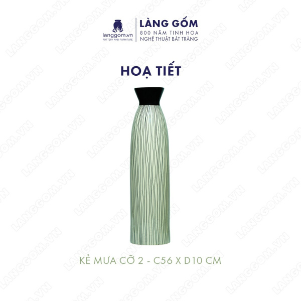 Lọ hoa Men mát họa tiết vẽ tròn, kẻ mưa