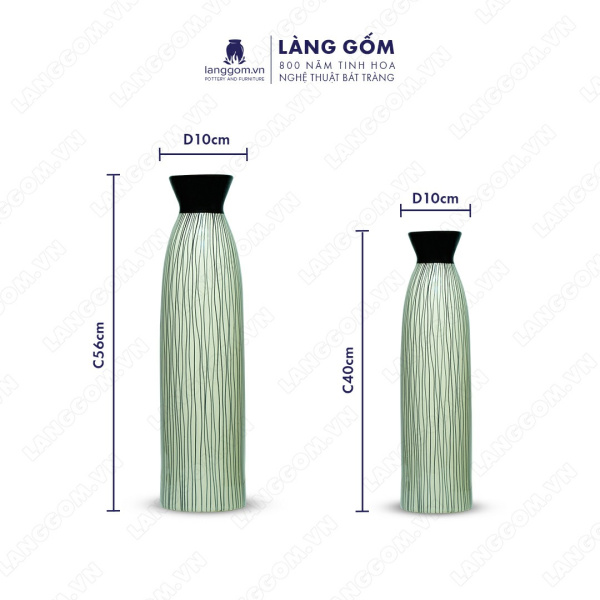 Lọ hoa Men mát họa tiết vẽ tròn, kẻ mưa