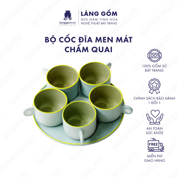Set Cốc chấm quai 51959 - Men mát - Màu Hồng - Kích thước: C6.1 x D8.5 cm
