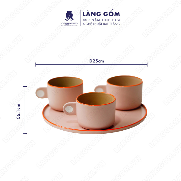 Set Cốc chấm quai 51959 - Men mát - Màu Hồng - Kích thước: C6.1 x D8.5 cm