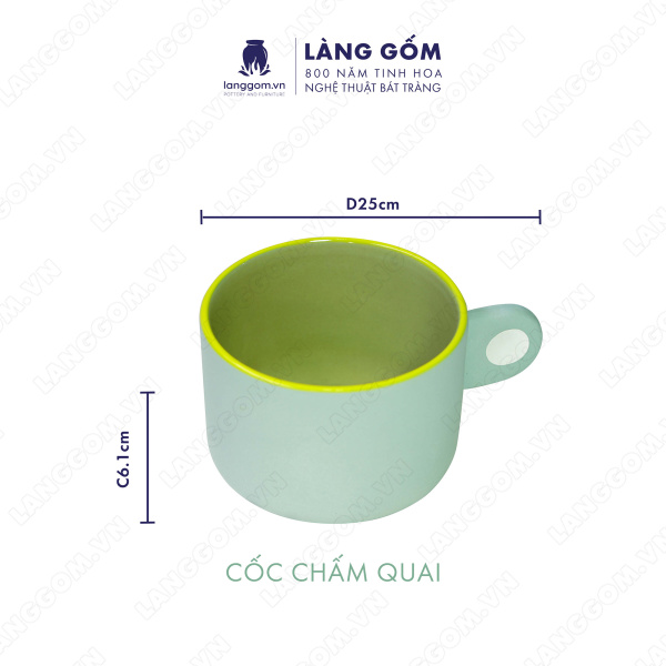 Set Cốc chấm quai 51959 - Men mát - Màu Hồng - Kích thước: C6.1 x D8.5 cm