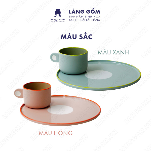 Set Cốc chấm quai 51959 - Men mát - Màu Hồng - Kích thước: C6.1 x D8.5 cm