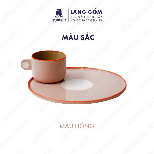 Set Cốc chấm quai 51959 - Men mát - Màu Hồng - Kích thước: C6.1 x D8.5 cm