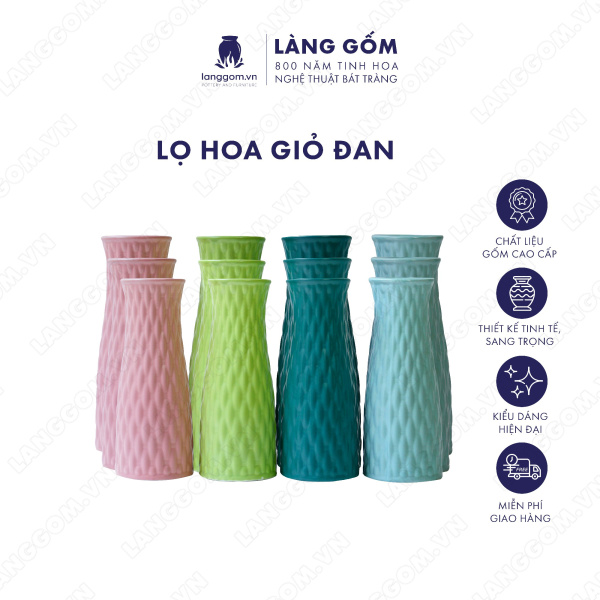 Lọ hoa Men mát giỏ đan