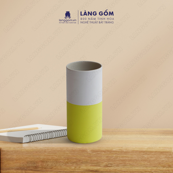 Lọ hoa Men mát 2 màu trắng vàng