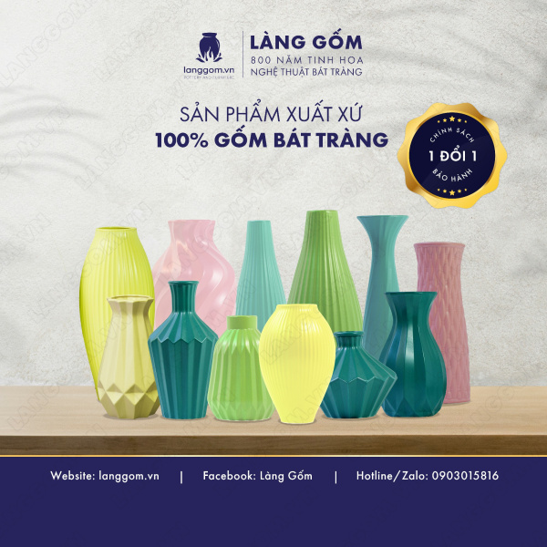 Lọ hoa Men mát dáng lu khía