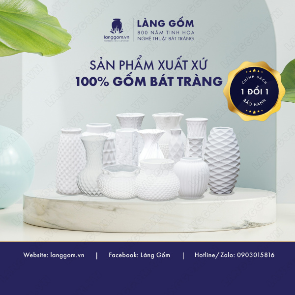Lọ hoa Men trắng cú béo