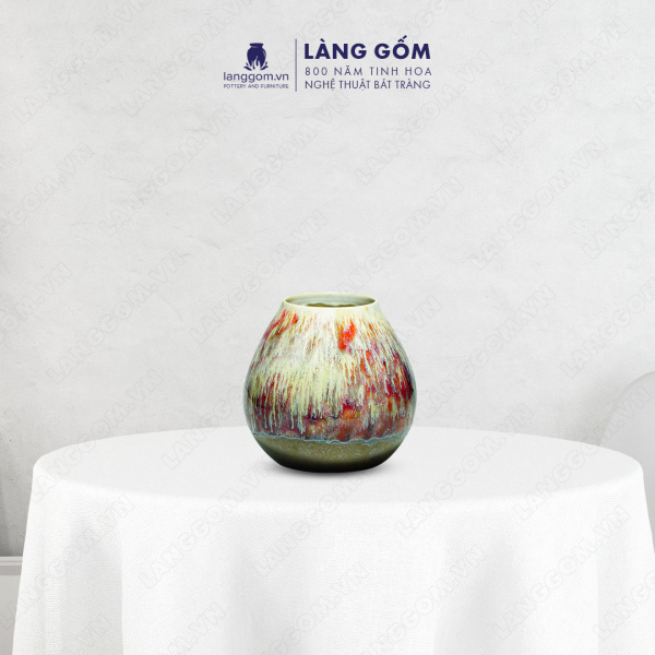 Lọ hoa Men chảy dáng tròn thấp