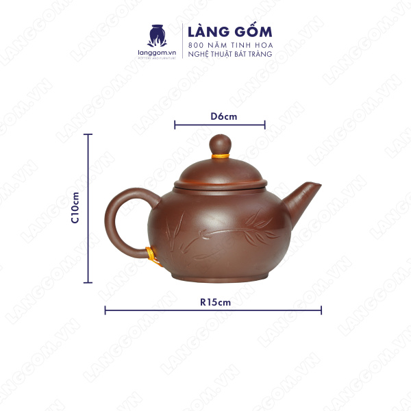Bộ ấm chén Men mộc khắc trúc nhỏ