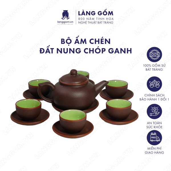 Bộ ấm chén Men mộc chóp ganh