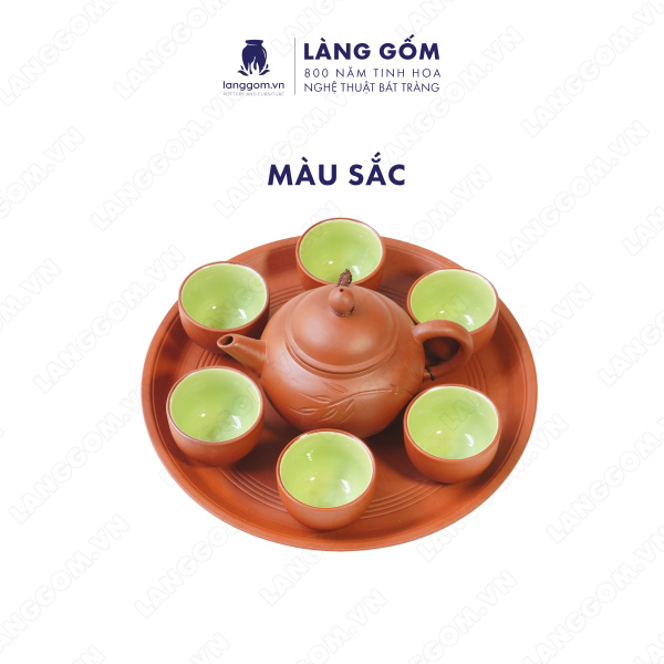Bộ ấm chén Men mộc khắc trúc nhỏ