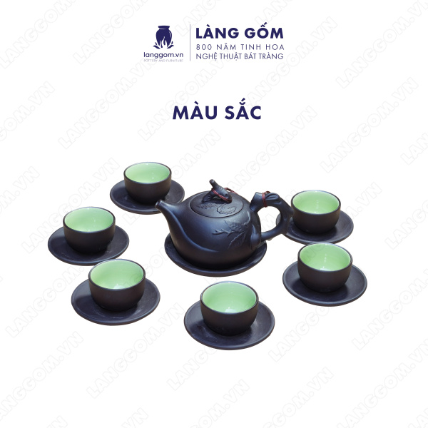 Bộ ấm chén Men mộc quả đào