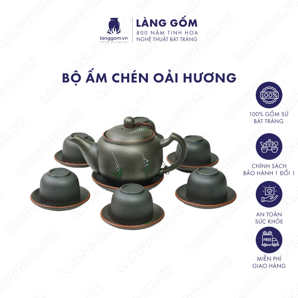 Bộ ấm chén Men mộc hoa oải hương