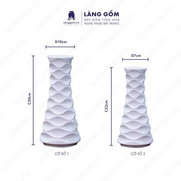 Lọ hoa Men trắng chai sóng
