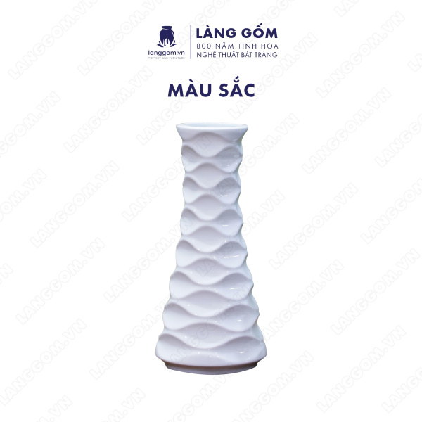 Lọ hoa Men trắng chai sóng