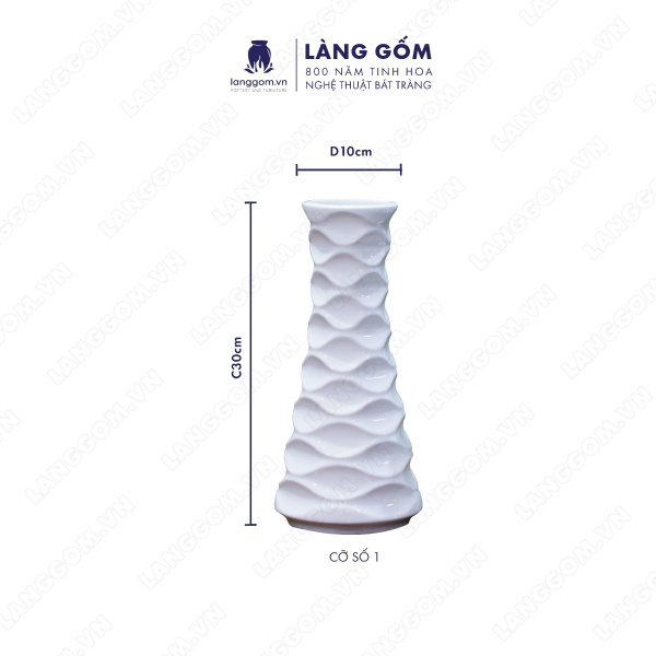 Lọ hoa Men trắng chai sóng
