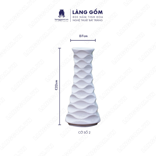Lọ hoa Men trắng chai sóng