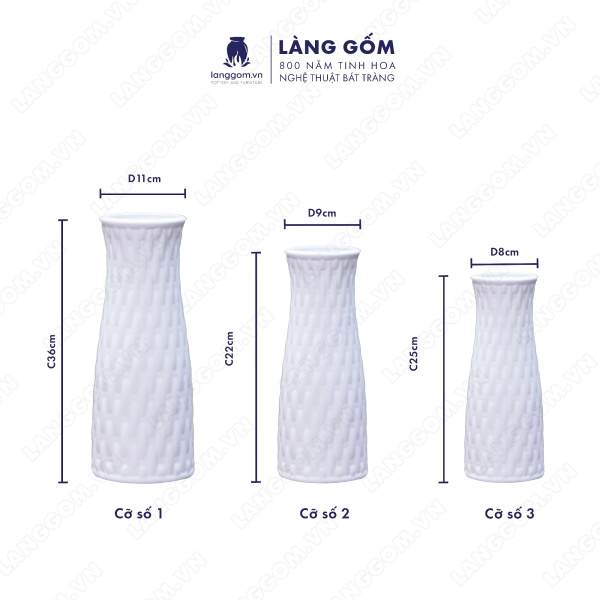 Lọ hoa Men trắng giỏ đan