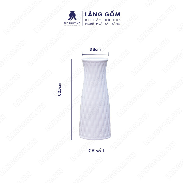 Lọ hoa Men trắng giỏ đan