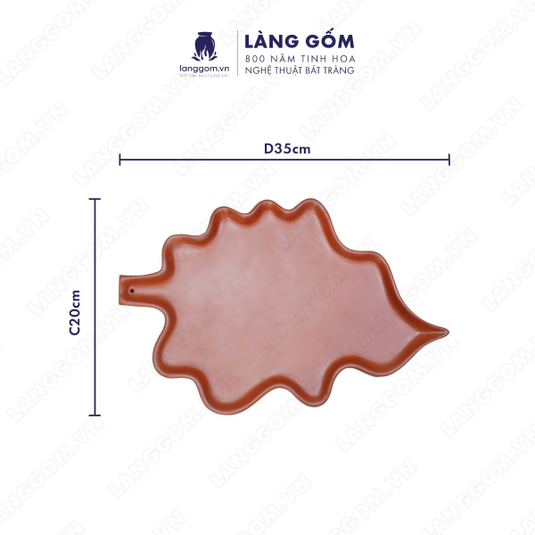 Khay lá nhỏ men mộc màu đỏ