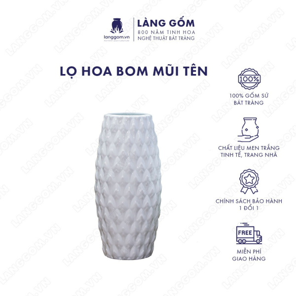 Lọ hoa Men trắng bom mũi tên