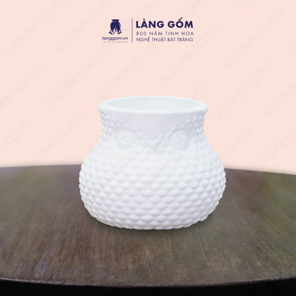 Lọ hoa Men trắng cú béo