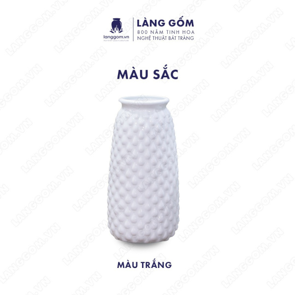 Lọ hoa Men trắng dâu cao