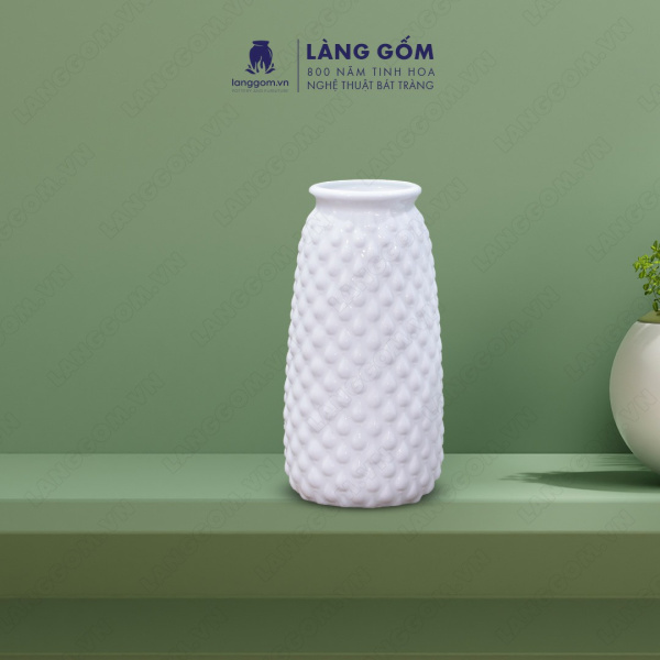 Lọ hoa Men trắng dâu cao