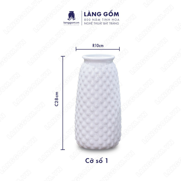 Lọ hoa Men trắng dâu cao