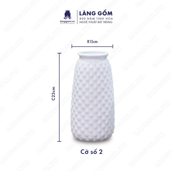 Lọ hoa Men trắng dâu cao