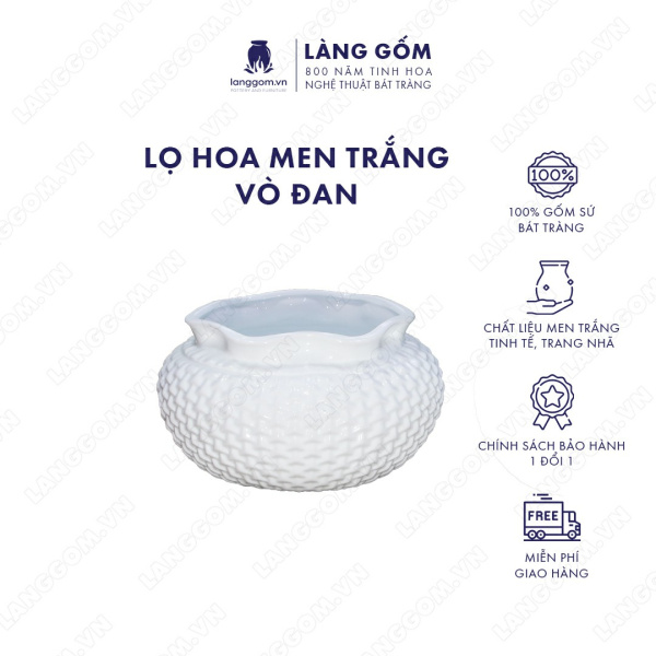 Lọ hoa Men trắng vò đan
